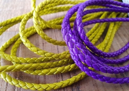 Round braided leather laces for accessories