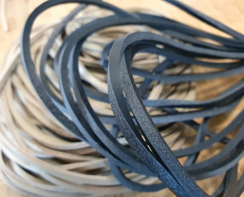 Leather strip cut in spiral